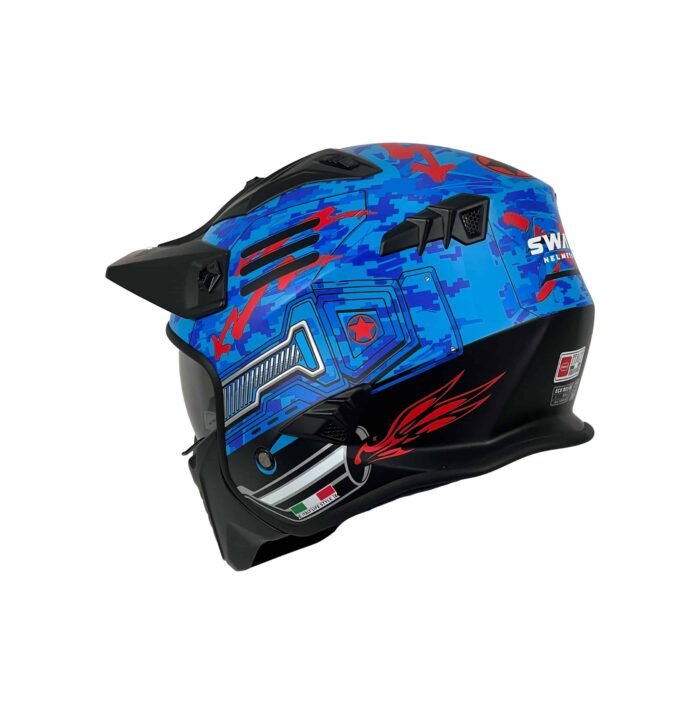SWAY SW X2 TOKYO TROOPER Blue Red Moduler Kask - Scooter Burada