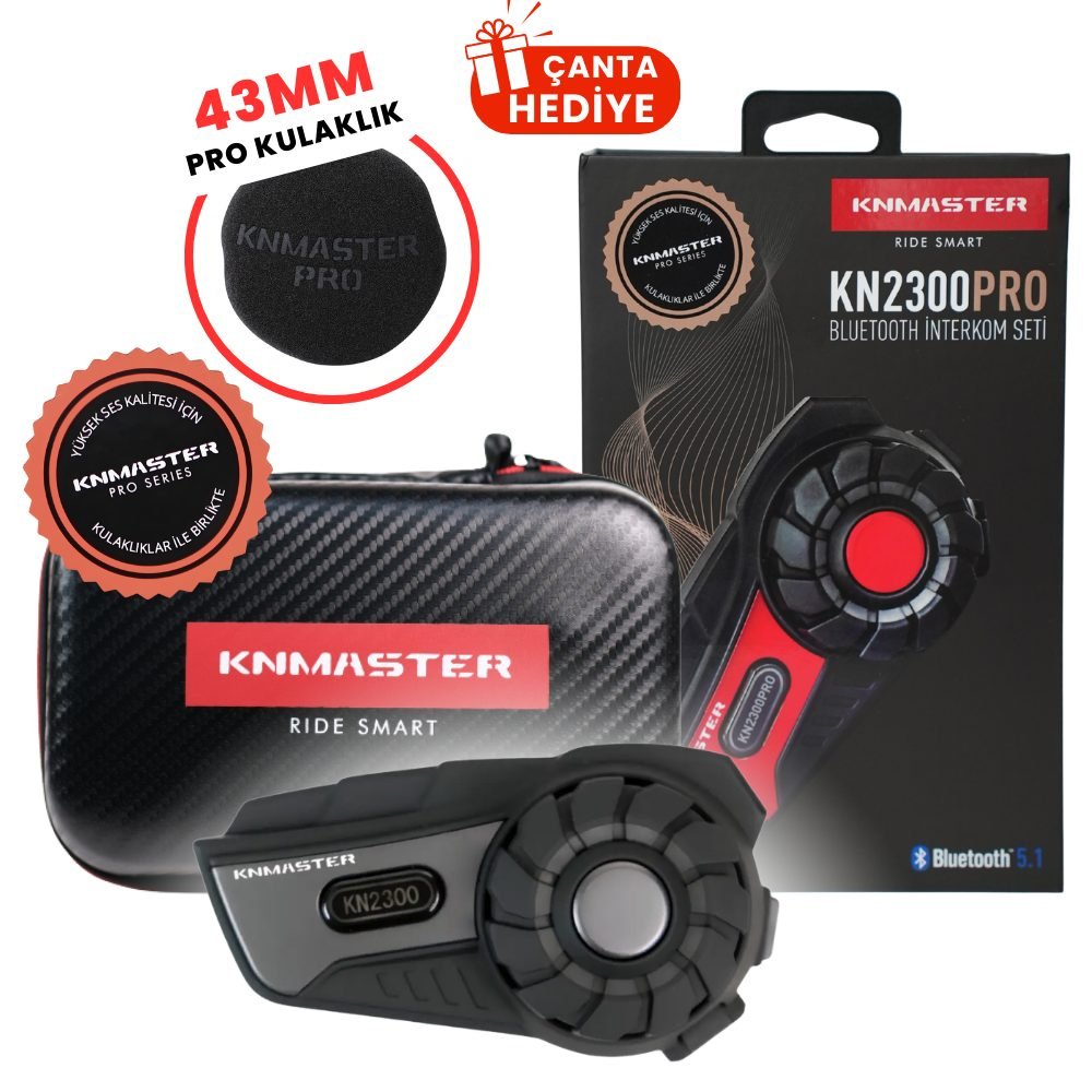 kn2300 Knmaster KN2300 PRO Motosiklet Kask İnterkom Bluetooth Intercom Kulaklık Seti - Görsel 1