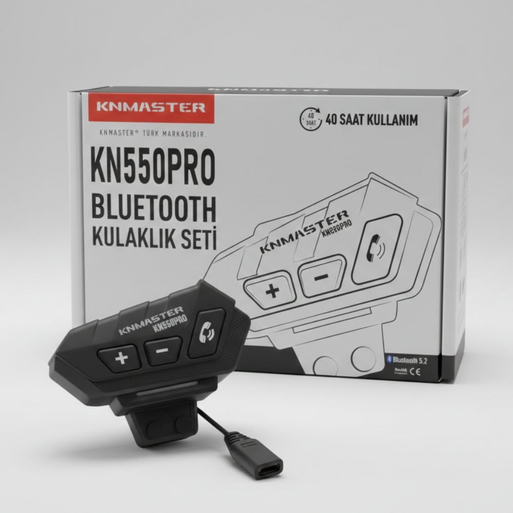 1-65 Knmaster KN550 PRO Motosiklet Bluetooth Kulaklık Mikrofon Seti - Görsel 1
