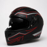 FULL FACE KASK MAT BLACK RED-LINES
