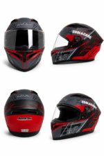 FULL FACE KASK MAT GREY RED ROSE - Görsel 2