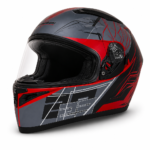 FULL FACE KASK MAT GREY RED ROSE