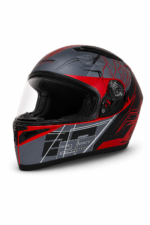 FULL FACE KASK MAT GREY RED ROSE