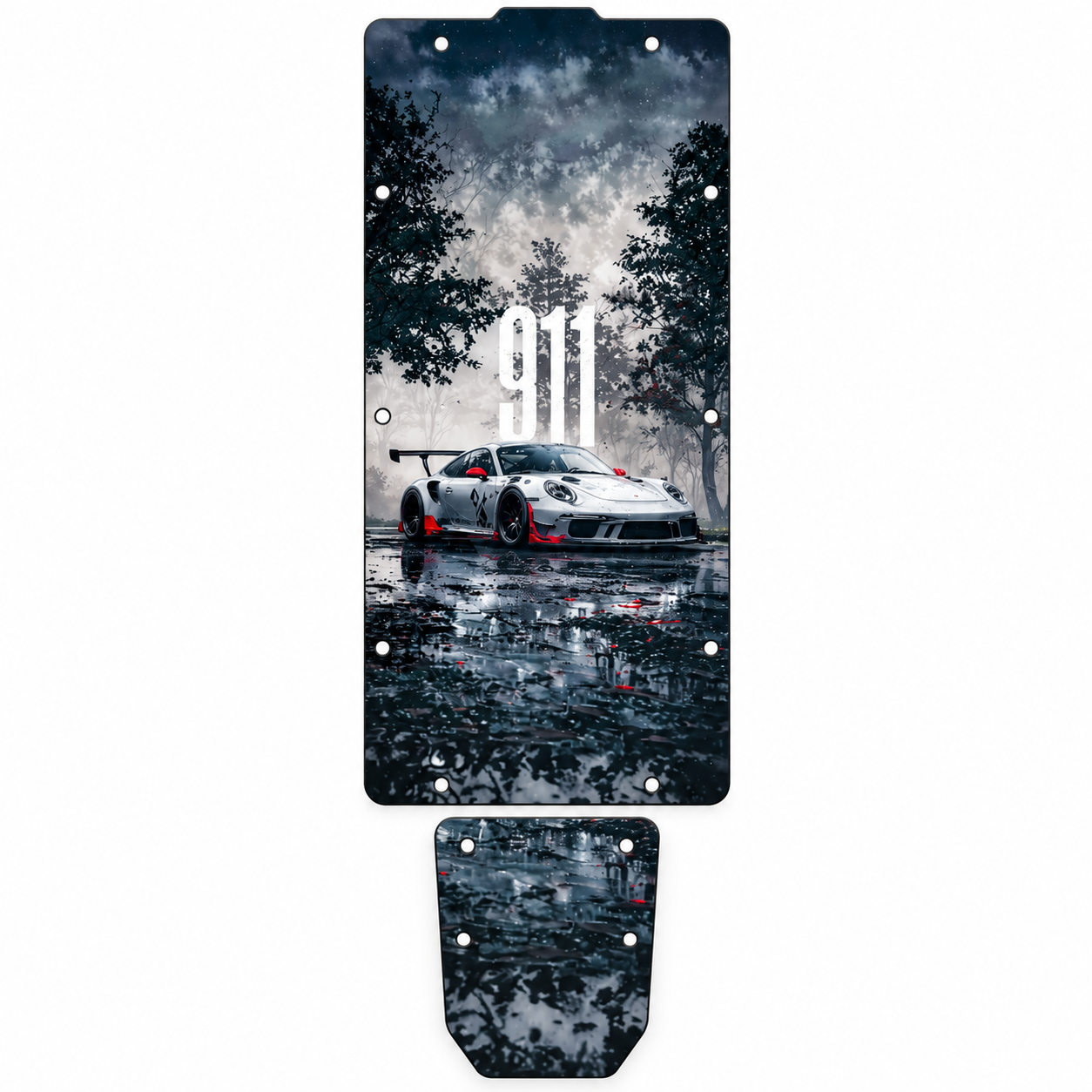 911 desenli scooter kaplama plakaları ONVO MX-1 Scooter Deck Tabanlık | 911 Akşam Yağmuru - Görsel 1