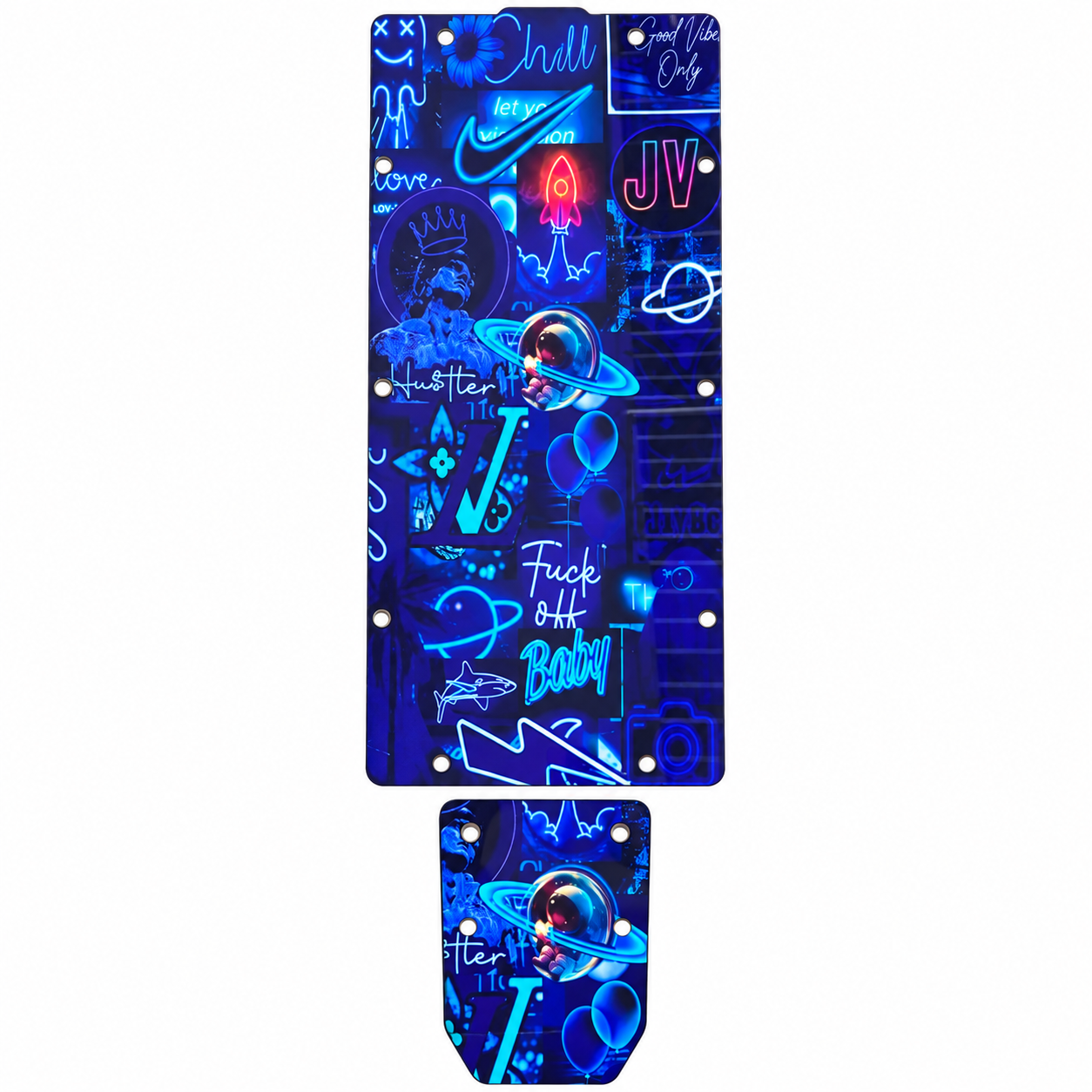 Neon desenli iki parçalı scooter deck seti ONVO MX-3 Scooter Deck Tabanlık | Space Mirror - Görsel 1